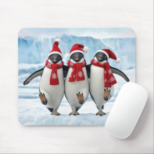 Tapis De Souris Manchots de Noël dansant sur un iceberg