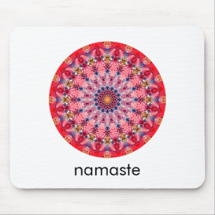 Tapis De Souris Mandala Art Namaste rouge et rose
