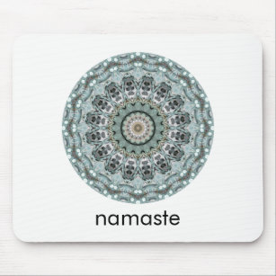 Tapis De Souris Mandala Art Namaste turquoise et gris