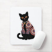 Tapis de souris Mandala Black Cat Bell Collar (Avec souris)