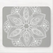 Tapis De Souris Mandala blanc exotique sur Arrière - plan gris (Devant)