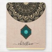 Tapis De Souris mandala burlap nom chic or noir pavé de souris (Devant)