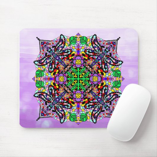 Tapis De Souris Mandala couleur violet dragonfly (Avec souris)