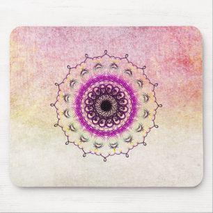 Tapis De Souris Mandala Damask Aquarelle Yoga Art Élégant