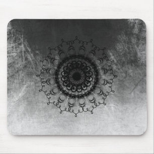 Tapis De Souris Mandala Damask Aquarelle Yoga Noir et Blanc