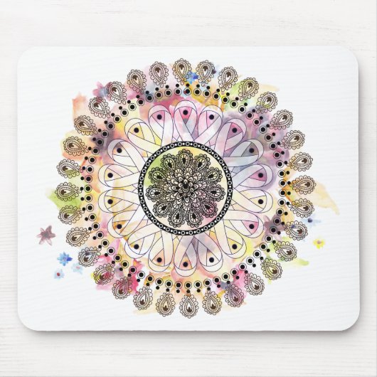 Tapis De Souris Mandala d'aquarelle (Devant)