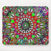 Tapis De Souris Mandala de kaléidoscope anormal vert rouge (Devant)