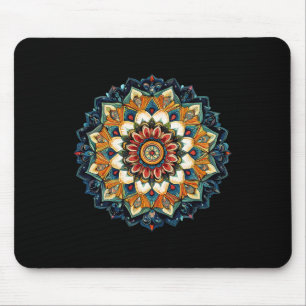 Tapis De Souris Mandala de l'explosion solaire florale bohème pour