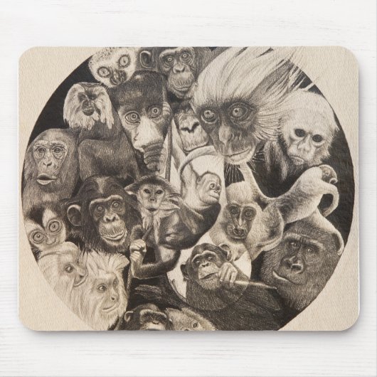 Tapis De Souris Mandala de singe de Calley (Devant)