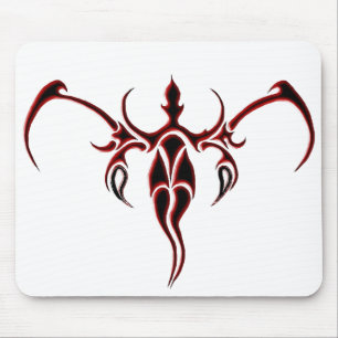 Tapis De Souris Mandala d'éléphant tribal orné noir et rouge