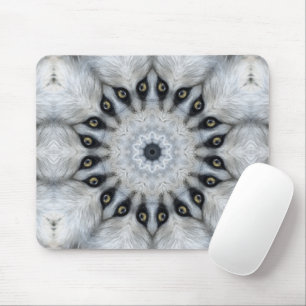 Tapis De Souris Mandala du loup Yeux féroces et symétrie velue