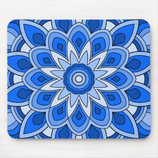 Tapis De Souris Mandala en bleu (Devant)
