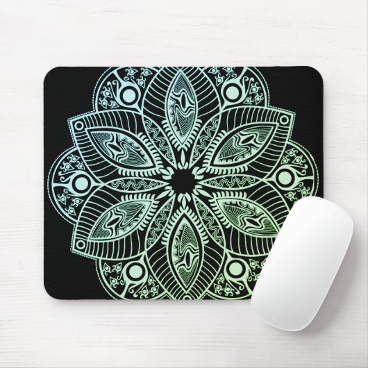 Tapis De Souris Mandala Exotic Tribal Green Gradient (Avec souris)