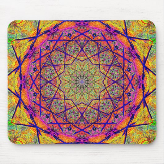 Tapis De Souris Mandala Fractal Star | Psychedelic (Devant)