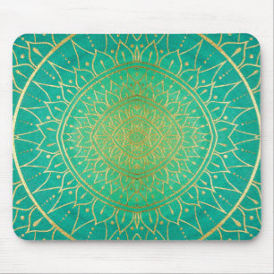 Tapis De Souris Mandala Gold Emerald Green