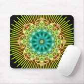 Tapis De Souris Mandala jaune vert | noir (Avec souris)
