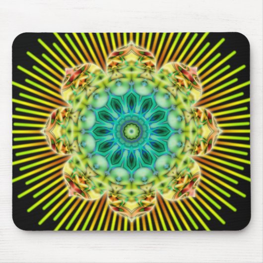 Tapis De Souris Mandala jaune vert | noir (Devant)