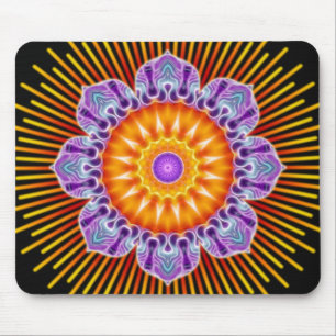 Tapis De Souris Mandala jaune violet noir