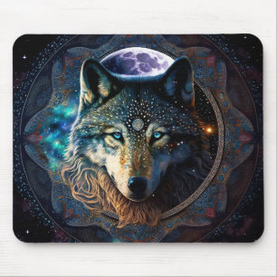 Tapis De Souris Mandala, la lune mystique du loup