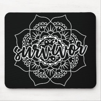 Tapis De Souris Mandala, la survivante du cancer en blanc