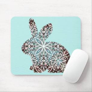 Tapis de souris Mandala Lapin Chocolat et Bleus
