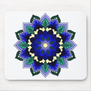 Tapis De Souris Mandala Motif 02 en bleu foncé