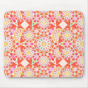 Tapis De Souris Mandala motif, corail rouge, rose, or