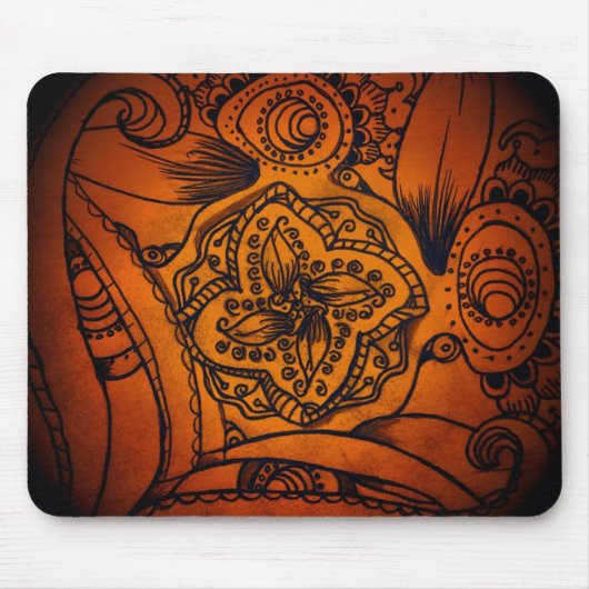 Tapis De Souris Mandala Mousepad classique, orange et noir (Devant)