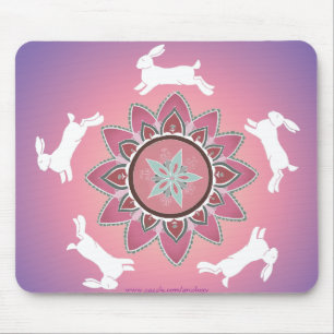 Tapis De Souris Mandala Mousepad de lapin de danse