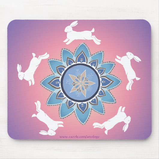 Tapis De Souris Mandala Mousepad (Teal) de lapin de danse (Devant)