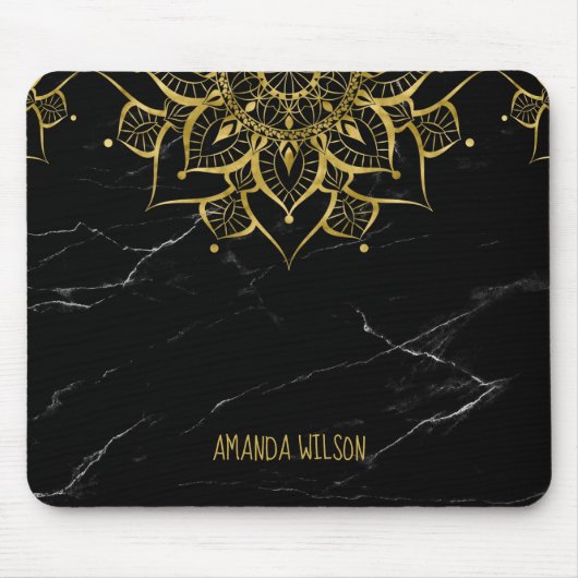 Tapis De Souris mandala or marbre noir (Devant)