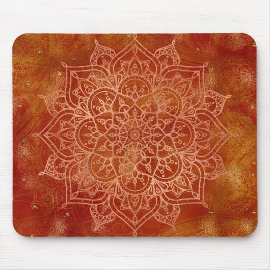 Tapis De Souris Mandala orange et Glamour doré Moderne et Chic (Devant)
