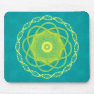 Tapis De Souris Mandala radiant - Dessin géométrique sarcelle et j