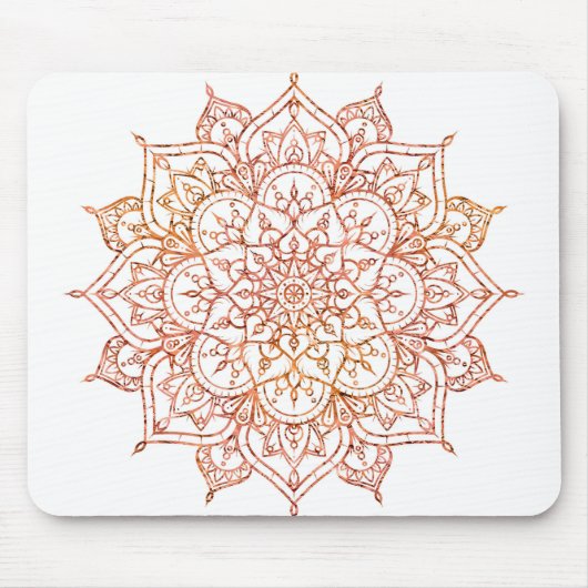 Tapis De Souris Mandala rose et orange sur Glam blanc (Devant)