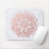 Tapis De Souris Mandala Rose Gold sur le Marbre blanc Mousepad (Avec souris)