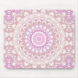 Tapis De Souris Mandala Rose Tendre avec Motifs de Cœur et de Péta