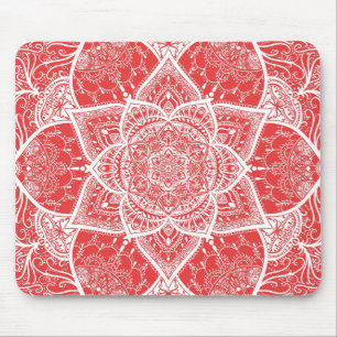 Tapis De Souris Mandala rouge et blanc - Loergann dans Goji Berry