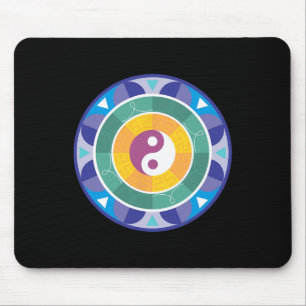 Tapis De Souris Mandala spirituel arc-en-ciel Yin Yang chinois