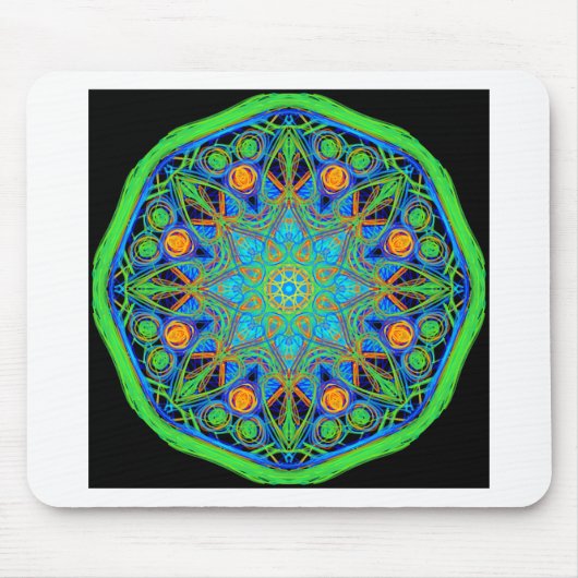 Tapis De Souris Mandala Vert Bleu (Devant)