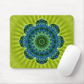 Tapis De Souris Mandala vert bleu | fleur vert clair (Avec souris)