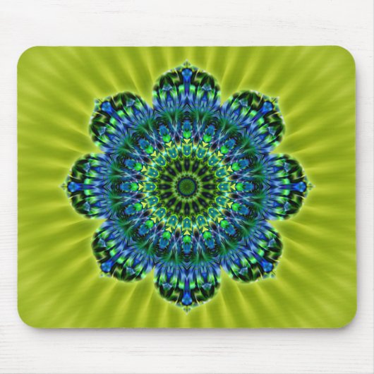 Tapis De Souris Mandala vert bleu | fleur vert clair (Devant)