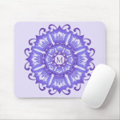 Tapis De Souris Mandala violet floral. Monogramme (Avec souris)