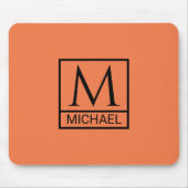 Tapis de souris Mandarine Orange avec initiale et (Devant)