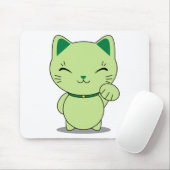 Tapis De Souris Maneki Neko - chat chanceux vert (Avec souris)
