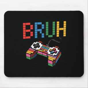 Tapis De Souris Manette de jeu Pixel Block Bruh drôle Style Rétro
