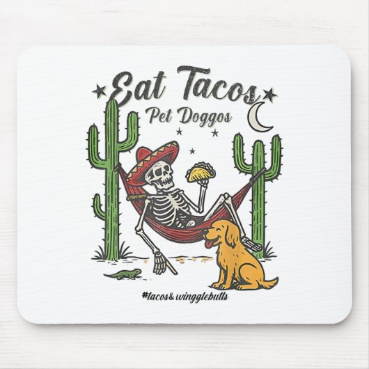Tapis De Souris Manger des Tacos Caresser des Chiots (Devant)