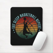TAPIS DE SOURIS MANGER DORMIR BASKETBALL RÉPÉTER (Avec souris)