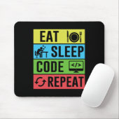 Tapis De Souris Manger Dormir Code Répéter Drôle Programmation Ret (Avec souris)