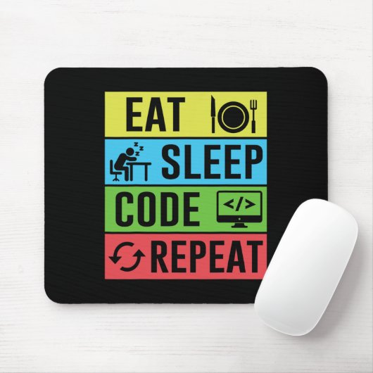 Tapis De Souris Manger Dormir Code Répéter Drôle Programmation Ret (Avec souris)