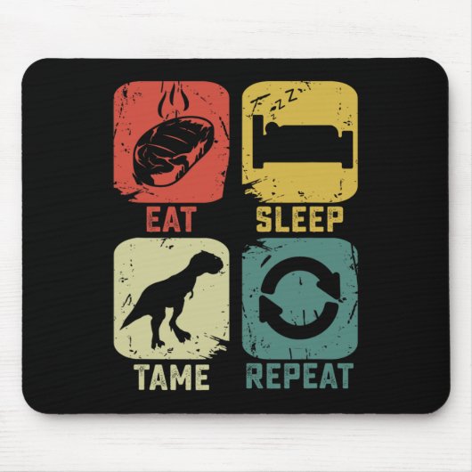 Tapis De Souris Manger Dormir Dompter Répéter Dinosaure Jeu Geek D (Devant)
